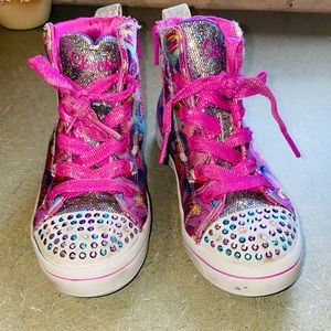 Skechers Toddler girls 12 twinkle toes high tops sneakers tennis shoes light up